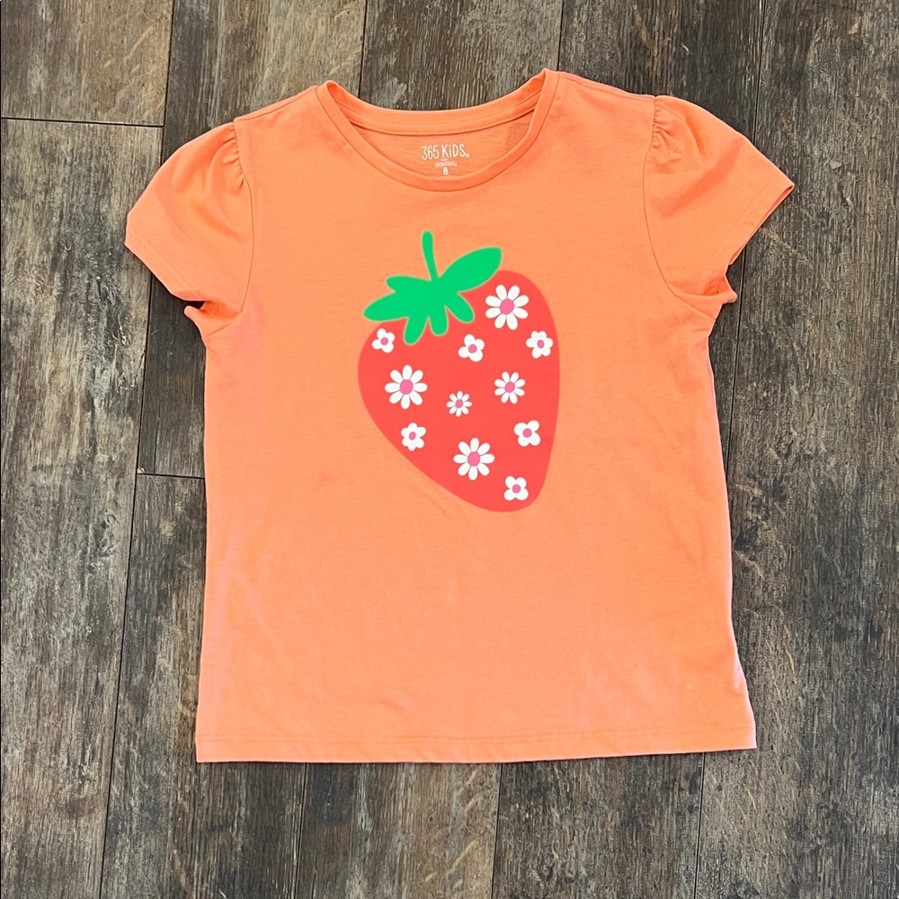 365 Kids Bright Orange Strawberry Tee